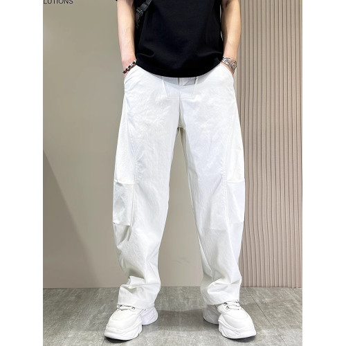 潮牌彎刀休閒褲男2025新款夏季薄款設計感痞帥男褲寬松直筒濶腿褲