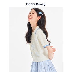 BarryBanny女童海豚Polo衫2025夏季新款兒童透氣翻領上衣短袖T恤