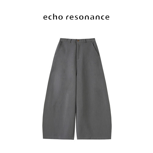 echo丨“Palazzo”彎刀立裁斜紋勾線中高腰垂感百搭小衆濶腿褲夏