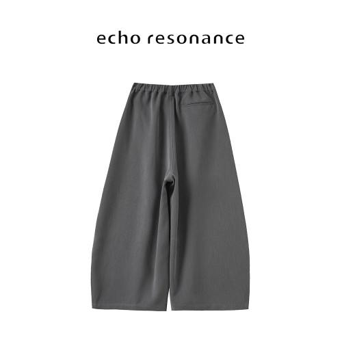 echo丨“Palazzo”彎刀立裁斜紋勾線中高腰垂感百搭小衆濶腿褲夏