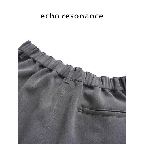 echo丨“Palazzo”彎刀立裁斜紋勾線中高腰垂感百搭小衆濶腿褲夏