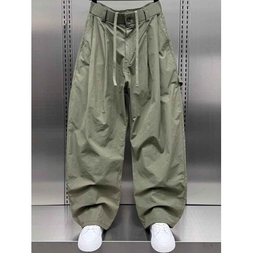 高級冰絲速乾彎刀褲男士夏季新款寬松直筒濶腿褲男款休閒工裝褲薄
