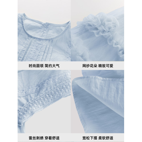 女童連衣裙2025夏季新款童裝女孩洋氣純色薄款裙子兒童甜美公主裙