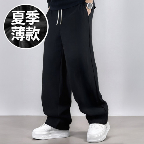 300斤純棉直筒濶腿褲休閒胖子寬松衛褲加肥加大碼男褲春夏季薄款