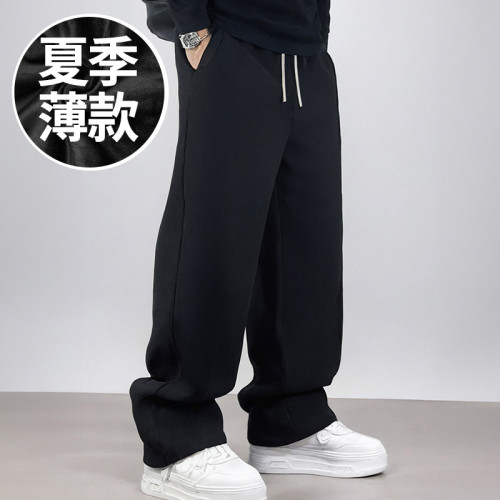 300斤純棉直筒濶腿褲休閒胖子寬松衛褲加肥加大碼男褲春夏季薄款