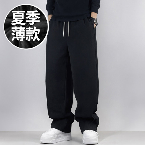 300斤純棉直筒濶腿褲休閒胖子寬松衛褲加肥加大碼男褲春夏季薄款