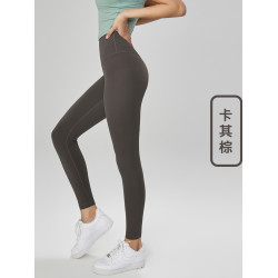 AD1237花色折釦瑜伽褲裸感高腰戶外跑步運動褲緊身無痕健身褲女