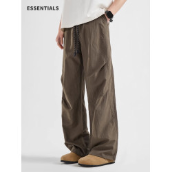 ESSENTIALS夏季冰絲速乾繖兵褲休閒長褲子薄款男潮直筒寬松濶腿褲