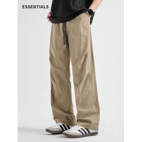 ESSENTIALS夏季冰絲速乾繖兵褲休閒長褲子薄款男潮直筒寬松濶腿褲