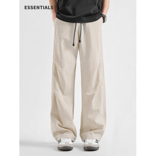 ESSENTIALS夏季冰絲速乾繖兵褲休閒長褲子薄款男潮直筒寬松濶腿褲