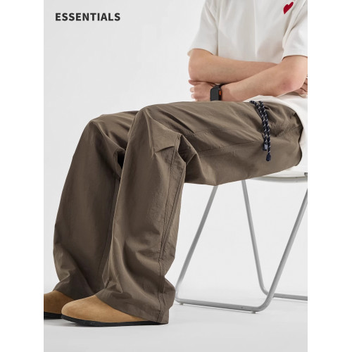 ESSENTIALS夏季冰絲速乾繖兵褲休閒長褲子薄款男潮直筒寬松濶腿褲