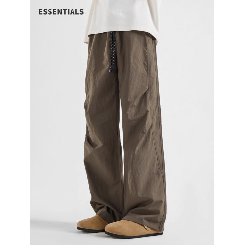 ESSENTIALS夏季冰絲速乾繖兵褲休閒長褲子薄款男潮直筒寬松濶腿褲