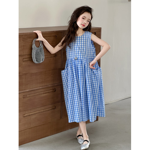 女童格子背心裙子夏季絕美連衣裙2025新款韓系純棉兒童夏裝公主裙