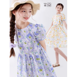 DOMIO女童連衣裙2025夏季新款大童女孩洋氣甜美公主裙兒童裙子薄