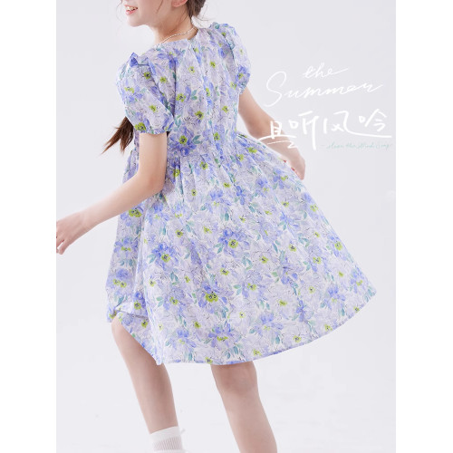 DOMIO女童連衣裙2025夏季新款大童女孩洋氣甜美公主裙兒童裙子薄