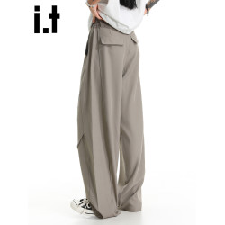 it :5cm/FIVECM美式松緊腰西裝濶腿褲男女款2025夏季寬松休閒長褲