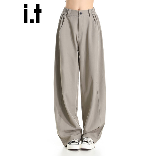 it :5cm/FIVECM美式松緊腰西裝濶腿褲男女款2025夏季寬松休閒長褲