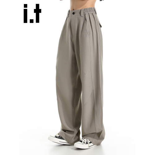 it :5cm/FIVECM美式松緊腰西裝濶腿褲男女款2025夏季寬松休閒長褲