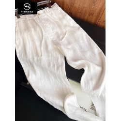 NY老錢風亞麻休閒褲男士2025新款夏季輕薄白色濶腿褲寬松直筒褲子