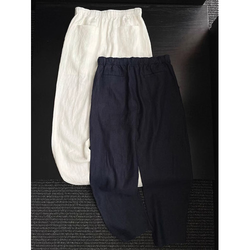 NY老錢風亞麻休閒褲男士2025新款夏季輕薄白色濶腿褲寬松直筒褲子