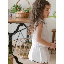 女童短裙褲純棉半身裙夏天小清新短褲套裝夏外穿洋氣防走光白色潮