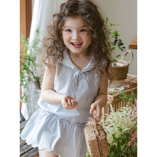 女童短裙褲純棉半身裙夏天小清新短褲套裝夏外穿洋氣防走光白色潮