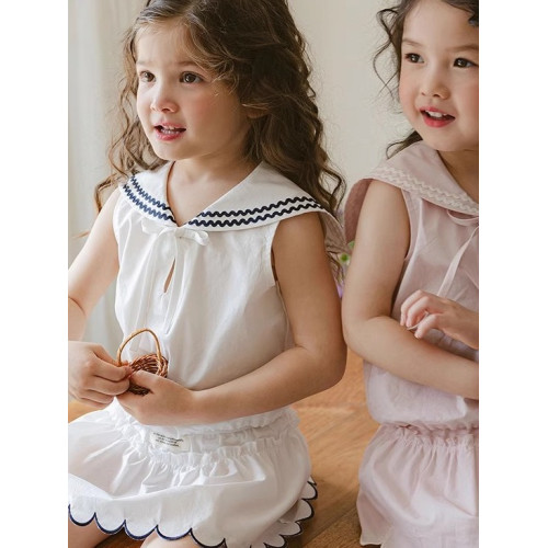 女童短裙褲純棉半身裙夏天小清新短褲套裝夏外穿洋氣防走光白色潮