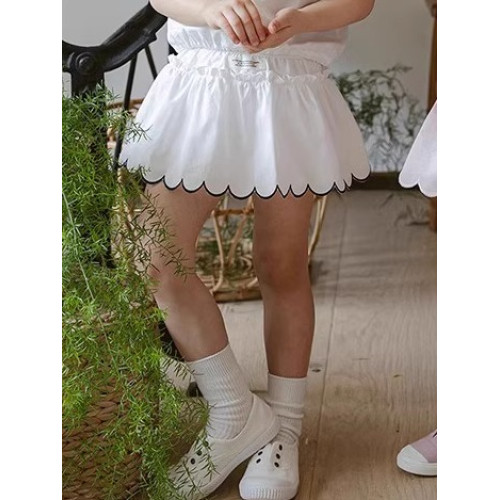 女童短裙褲純棉半身裙夏天小清新短褲套裝夏外穿洋氣防走光白色潮