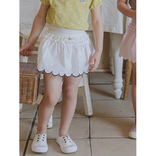 女童短裙褲純棉半身裙夏天小清新短褲套裝夏外穿洋氣防走光白色潮