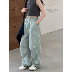 優米左女童工裝褲2025新款洋氣兒童夏裝褲子女孩寬松休閒褲夏天薄