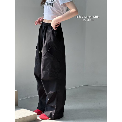 優米左女童工裝褲2025新款洋氣兒童夏裝褲子女孩寬松休閒褲夏天薄
