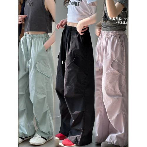 優米左女童工裝褲2025新款洋氣兒童夏裝褲子女孩寬松休閒褲夏天薄