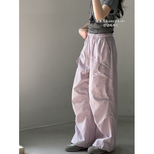 優米左女童工裝褲2025新款洋氣兒童夏裝褲子女孩寬松休閒褲夏天薄