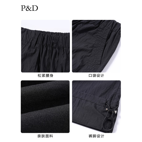 【品牌】2025夏季新款女童薄款工裝褲女大童寬松抽繩速乾休閒長褲