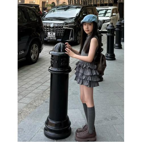 女童半身裙2025新款兒童洋氣時髦格子裙子中大童女孩夏季短裙褲裙