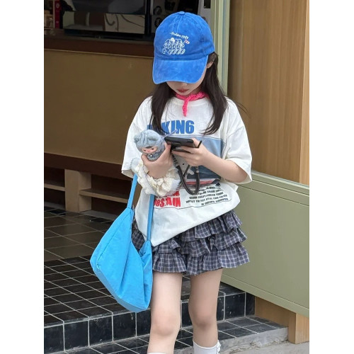 女童半身裙2025新款兒童洋氣時髦格子裙子中大童女孩夏季短裙褲裙