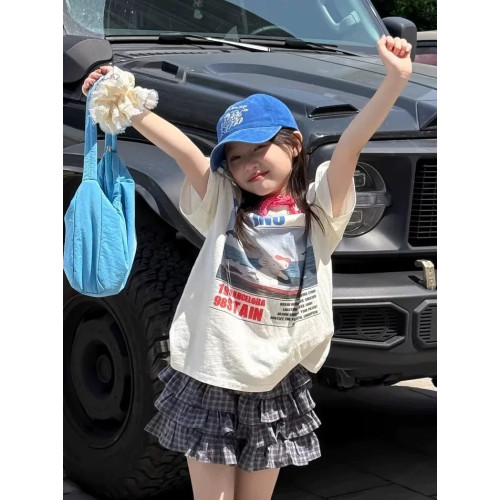 女童半身裙2025新款兒童洋氣時髦格子裙子中大童女孩夏季短裙褲裙