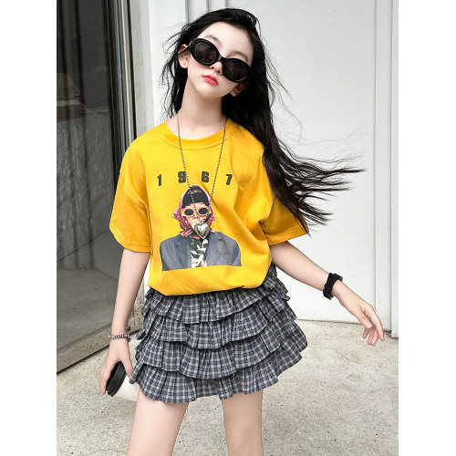 女童半身裙2025新款兒童洋氣時髦格子裙子中大童女孩夏季短裙褲裙