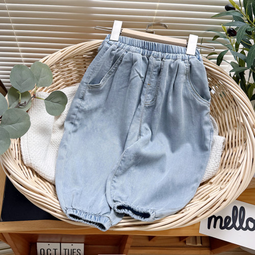 男童天絲軟牛仔褲夏季兒童輕薄褲子寶寶長褲運動褲小童寬松防蚊褲