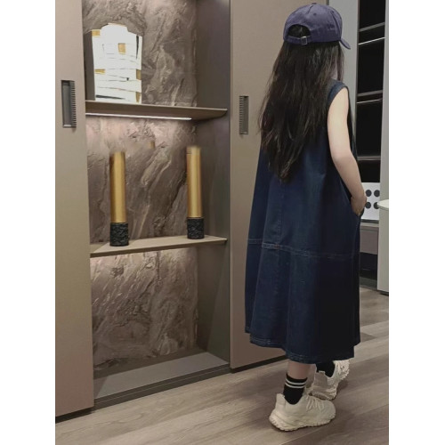 女童連衣裙夏裝2025新款洋氣兒童牛仔背心裙女大童夏季休閒公主裙