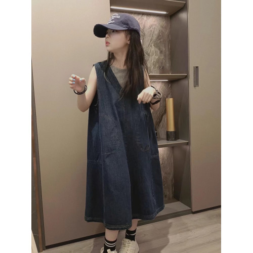 女童連衣裙夏裝2025新款洋氣兒童牛仔背心裙女大童夏季休閒公主裙