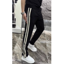 條紋運動衛褲男款潮牌夏季薄款百搭濶腿褲新款彈力時尚直筒休閒褲