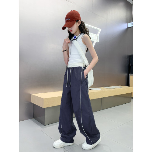 女童褲子夏裝兒童夏季防蚊褲冰絲速乾休閒褲2025新款大童彎刀褲