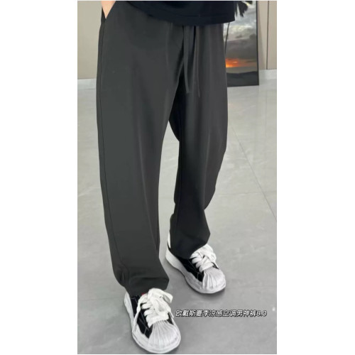 歐戴斯2025年夏季新款冰絲涼感薄款休閒褲男寬松直筒濶腿褲長褲子