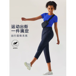 lu同款防曬褲女輕薄速乾休閒運動褲高腰口袋健身褲外穿寬松濶腿褲