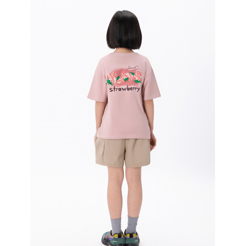 gxgkids童裝兒童短袖T恤夏裝新款女童粉色草莓印花女孩上衣寬松