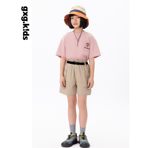 gxgkids童裝兒童短袖T恤夏裝新款女童粉色草莓印花女孩上衣寬松