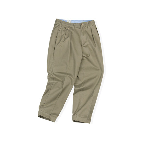 IDLT 錐形休閒褲 高品質雙褶濶腿褲寬松男卡其褲日本簡約cityboy