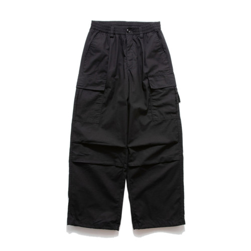 原創新款山系繖兵褲男女機能口袋松緊腰工裝褲寬松濶腿褲大地色潮