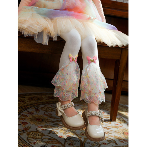 女童打底褲春秋季2025新款蕾絲兒童寶寶外穿白色夏季薄款配裙褲子